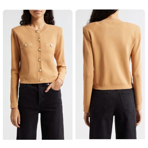 NWT L'AGENCE Toulouse Crewneck Cardigan Size L $475